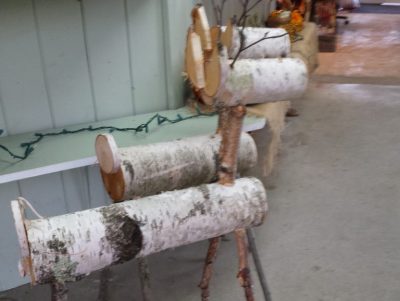 Christmas birch log deer