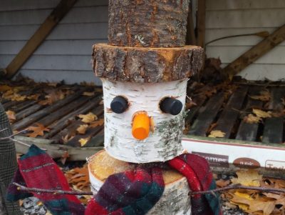 Christmas birch snowman